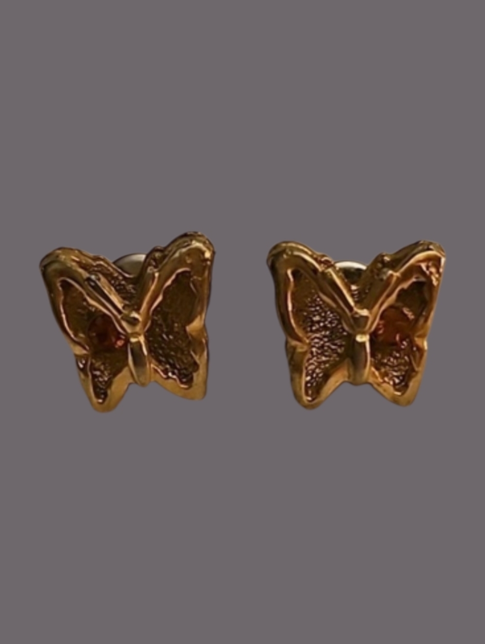 Vintage Pink Crystal Hollow Dainty Butterfly Post Earrings